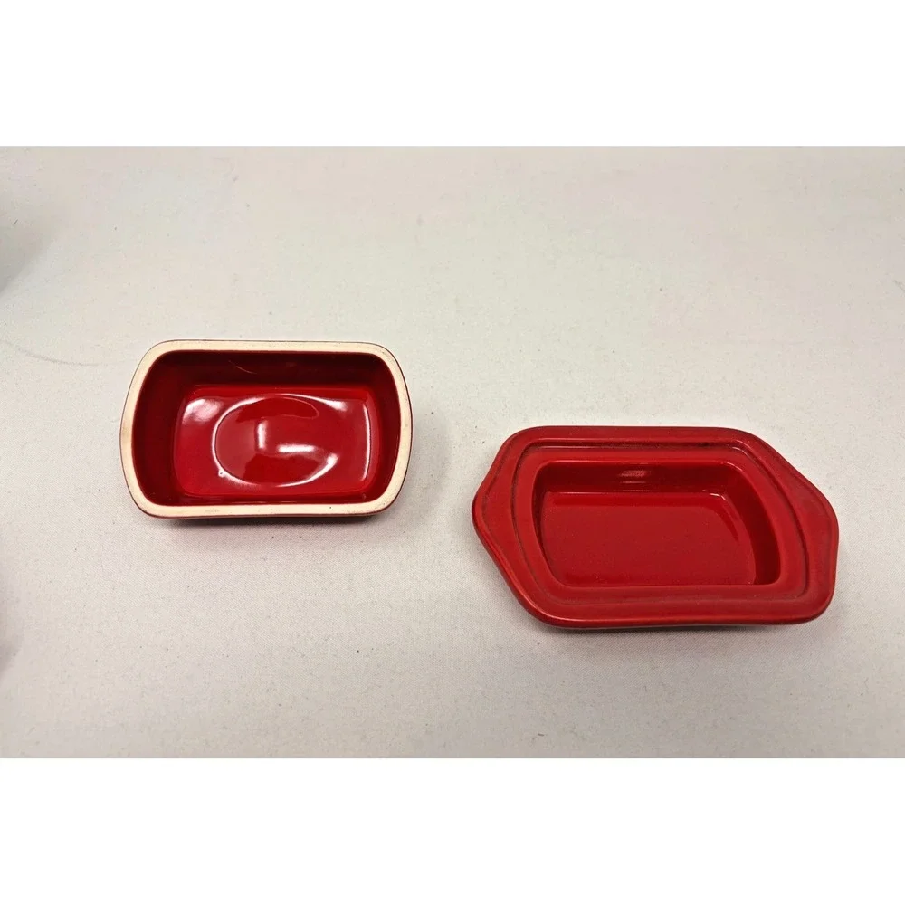 Chantal Red Ceramic Small Butter Dish Covered  Keeper Stoneware Microwaveable
